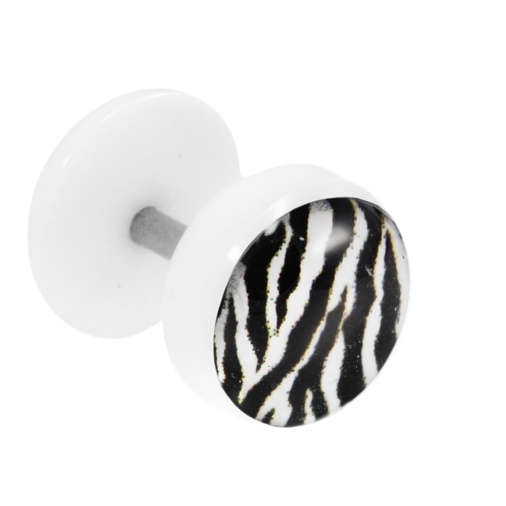 Fake Plug Ohrstecker mit Motiv Zebra