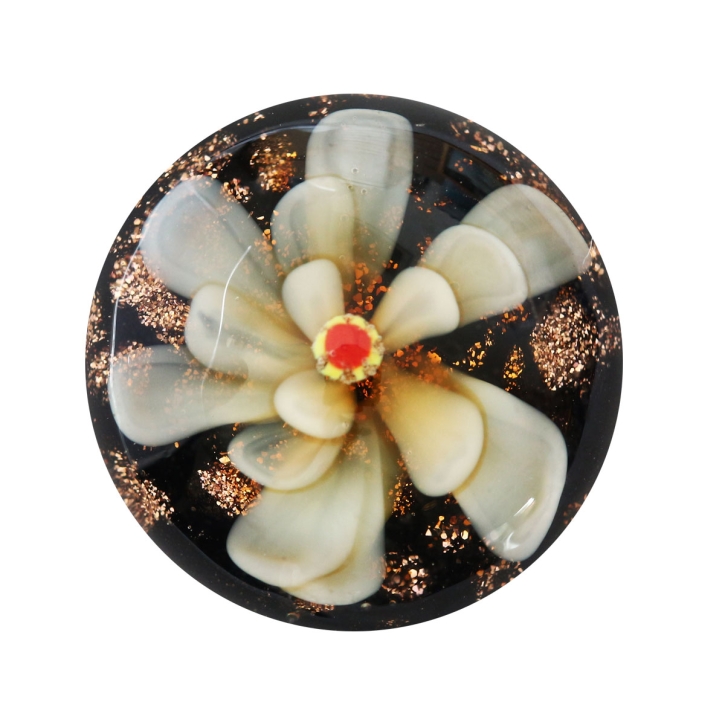 Cabochon Klebstein mit gelber Blume 20mm