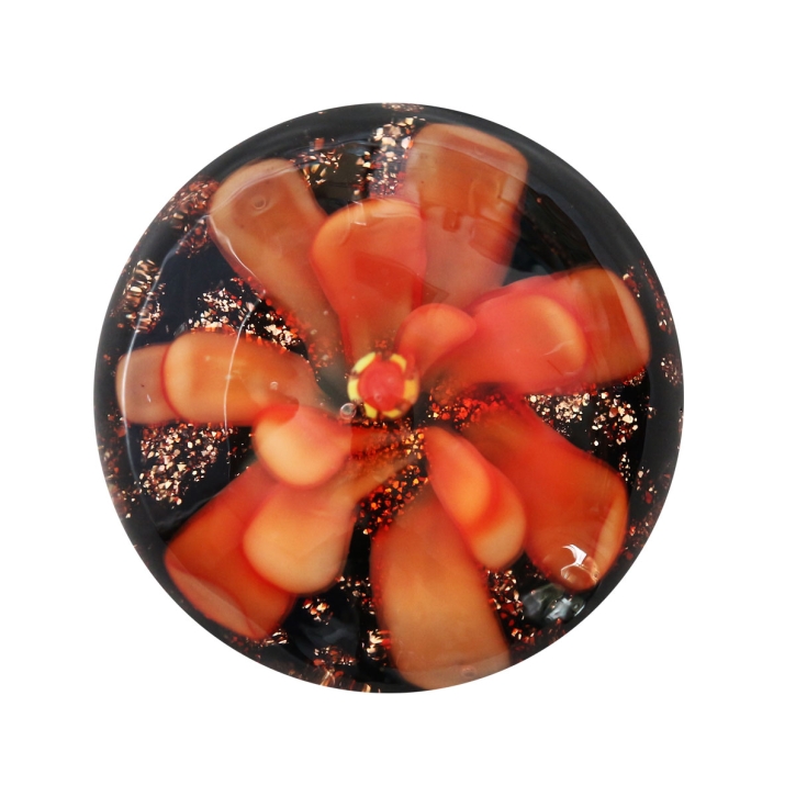 Cabochon Klebstein mit orangener Blume 20mm