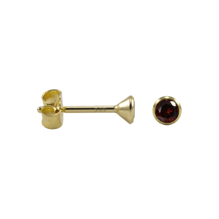 Kelchohrstecker Gelbgold mit Granat 3-4mm