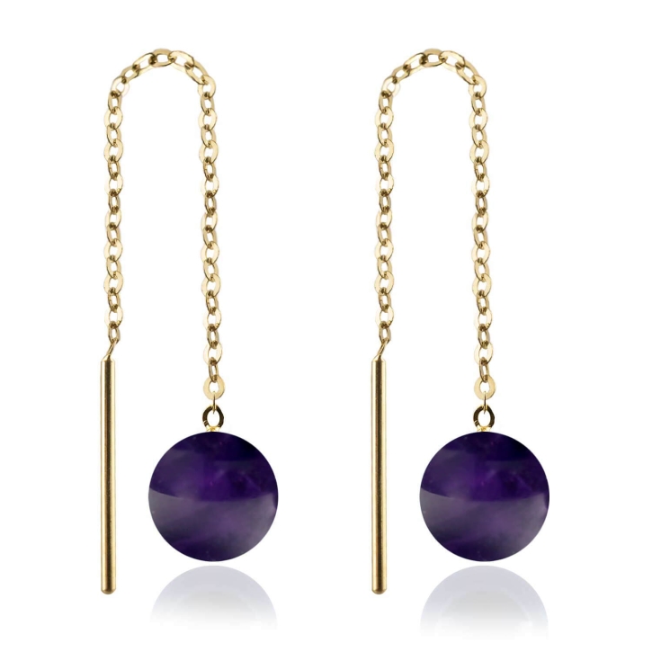 333 Gelbgold Durchzieher Ohrringe mit Amethyst