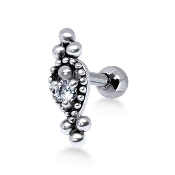 Orientalischer Ohrring Helix Ohrpiercing 925 Sterling Silber mit Zirkonia Verschlusskugel 4mm