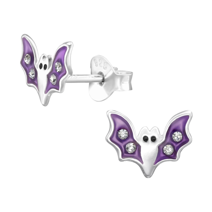 Fledermaus Kinder Ohrringe Ohrstecker 925 Sterling Silber mit Kristallen