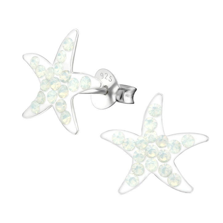 Ohrringe Ohrstecker 925 Sterling Silber Seestern in weiß