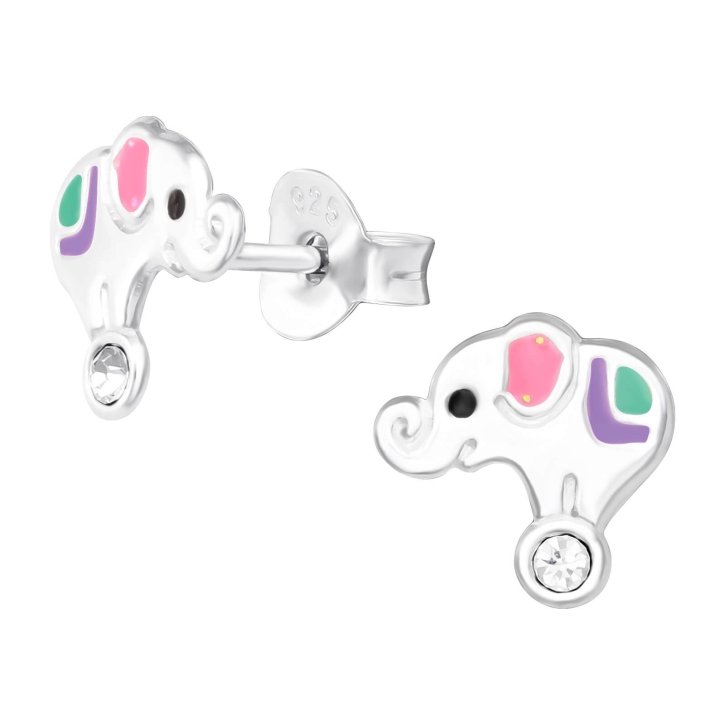 Kinder Ohrringe Ohrstecker 925 Sterling Silber mit jonglierendem Elefant