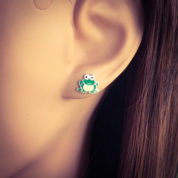 Schmuck23 Paar Ohrstecker Knder Ohrrnge Frosch 925 Slber