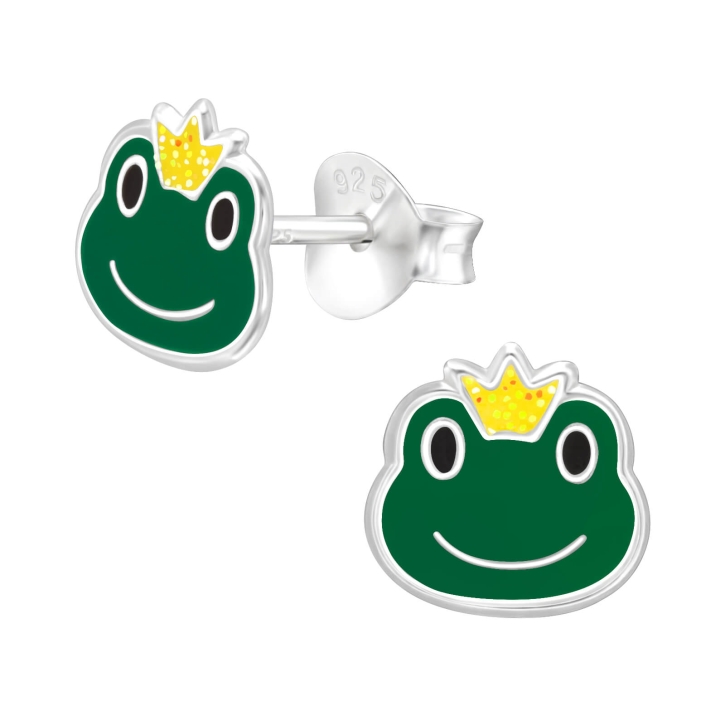 Kinder Ohrringe Ohrstecker 925 Sterling Silber mit Froschkönig