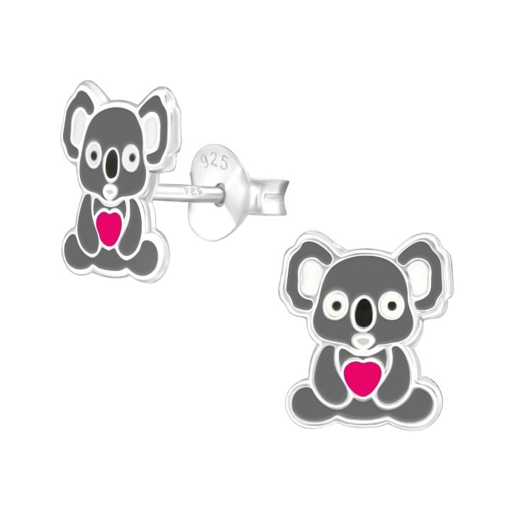 Kinder Ohrringe Ohrstecker 925 Sterling Silber Koala mit Herz