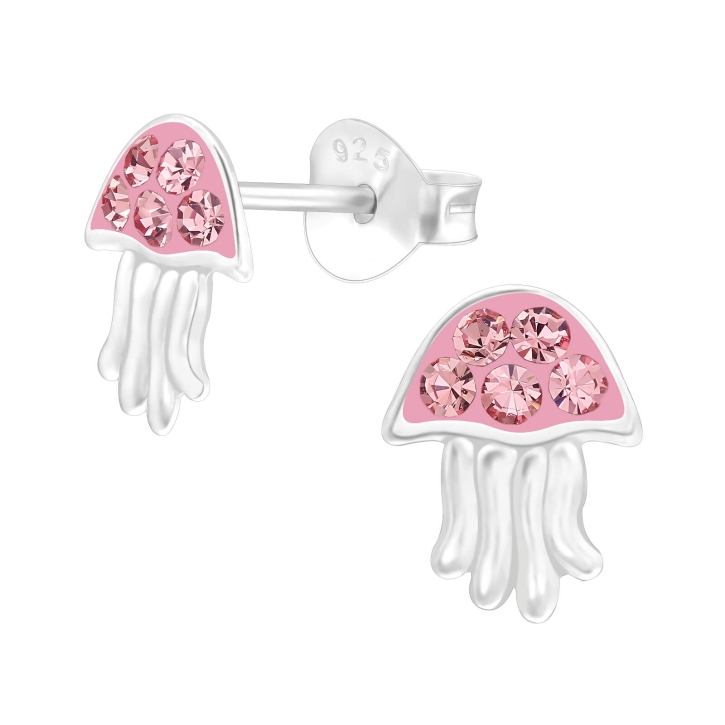 Kinder Ohrringe Ohrstecker 925 Sterling Silber Qualle mit Kristallen