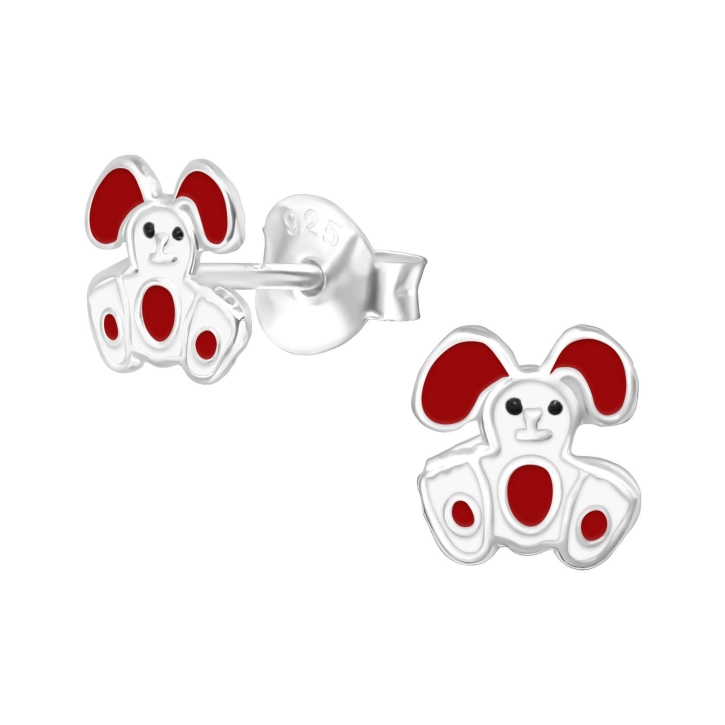 Kinder Ohrringe Ohrstecker 925 Sterling Silber Hase in rot