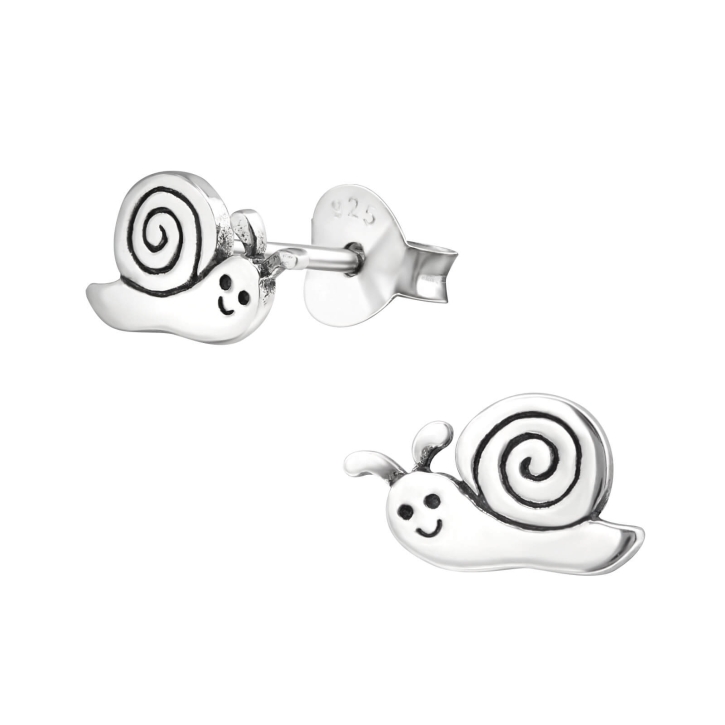 Kinder Ohrringe Ohrstecker 925 Sterling Silber mit geschwärzter Schnecke