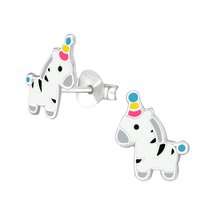 Kinder Ohrringe Ohrstecker 925 Sterling Silber mit Zebra-Einhorn