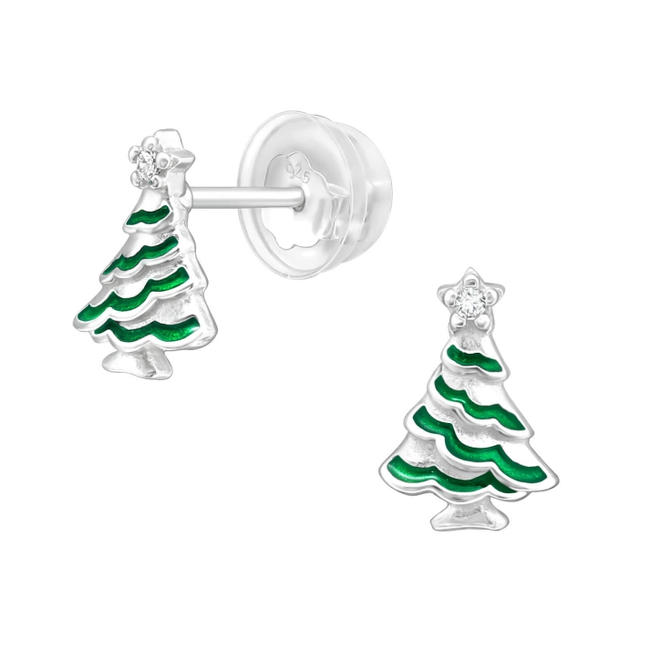 Kinder Ohrringe Ohrstecker Weihnachtsbaum 925 Sterling Silber Tannenbaum mit Zirkonia