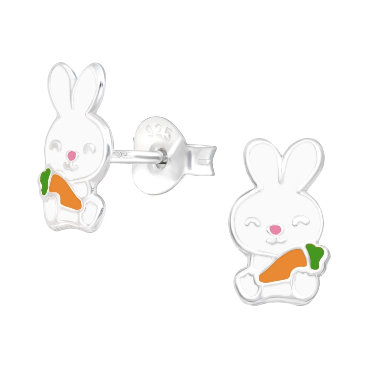 Kinder Ohrringe Ohrstecker 925 Sterling Silber Hase mit Karotte