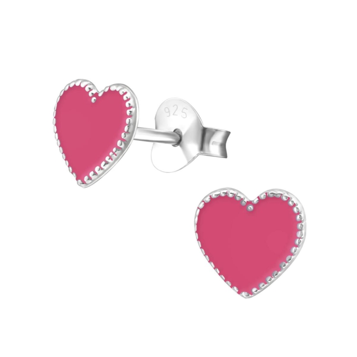 Kinderohrringe Ohrstecker 925 Sterling Silber Herzen in pink