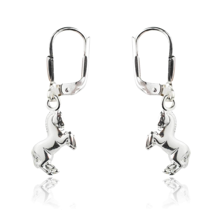 925 Sterling Silber Klappbrisuren Ohrringe mit Pferd