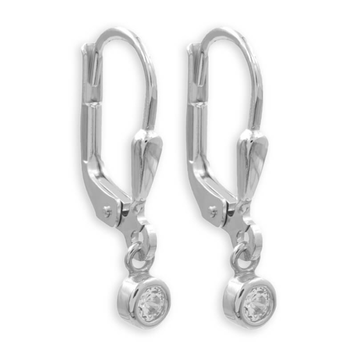 925 Sterling Silber Klappbrisuren Ohrringe mit rundem Zirkonia