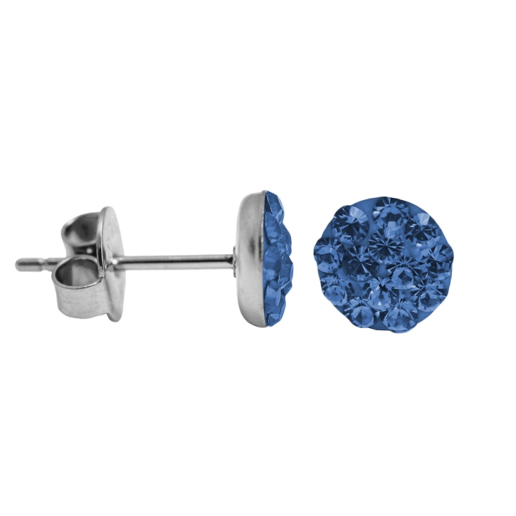 Kristalliner Ohrstecker Chirurgenstahl in blau 8 mm