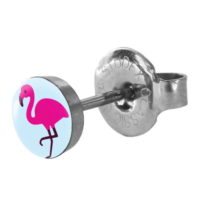 1 Paar Ohrringe Studex Erstohrstecker Chirurgenstahl mit Flamingo 