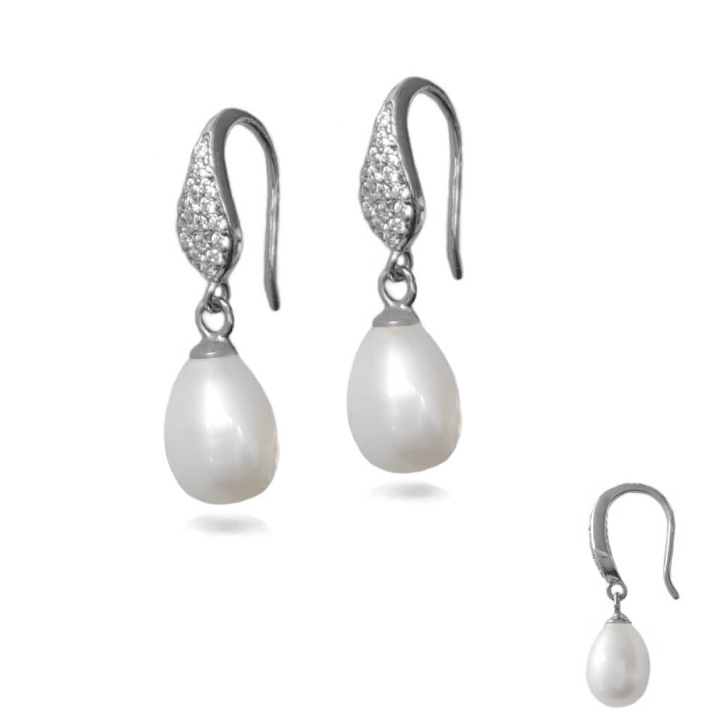 925 Sterling Silber Ohrhaken Ohrhänger Ohrringe mit Zirkonia und Süßwasserzuchtperle