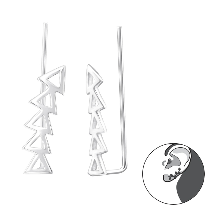 Ear Climber 925 Sterling Silber mit Dreiecken Ohrstecker Ohrklemme