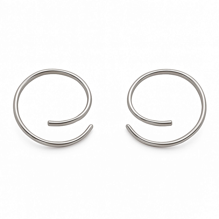 316L Chirurgenstahl Spiral-Ohrringe Durchzieher Ohrstecker 11mm