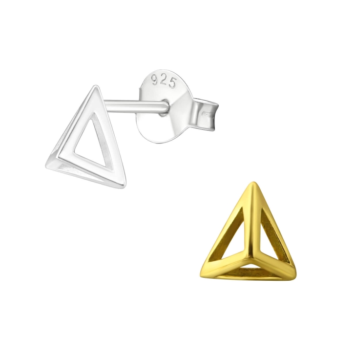 Ohrringe Ohrstecker 925 Sterling Silber vergoldet mit Pyramide