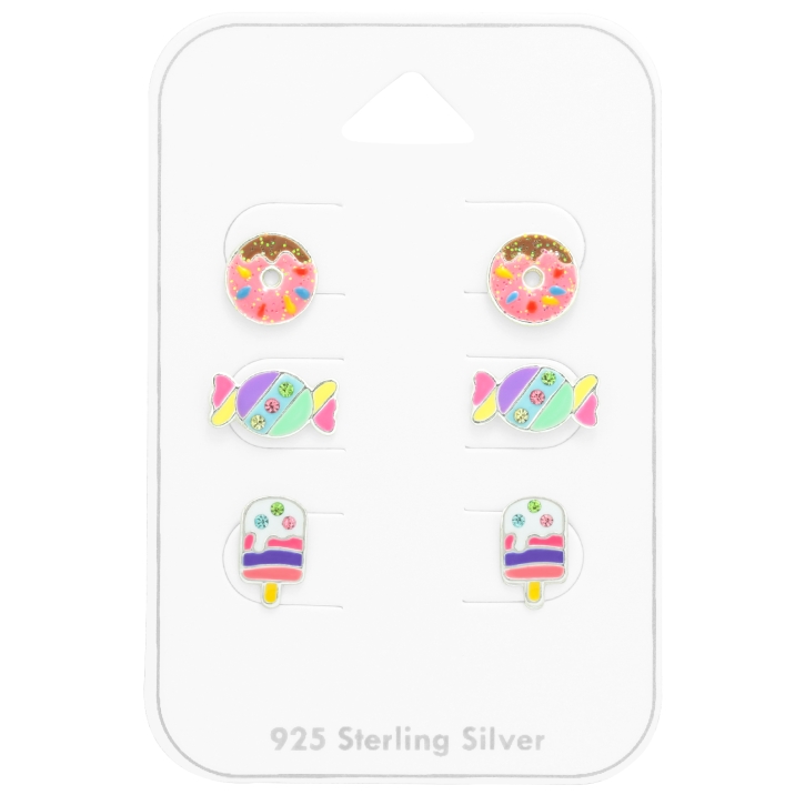 Ohrringe Ohrstecker Set 925 Sterling Silber Dessert