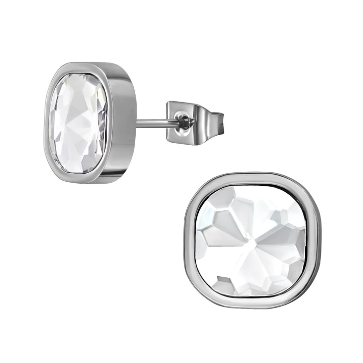 Titan Ohrringe Ohrstecker Quadrat 10mm mit Kristall