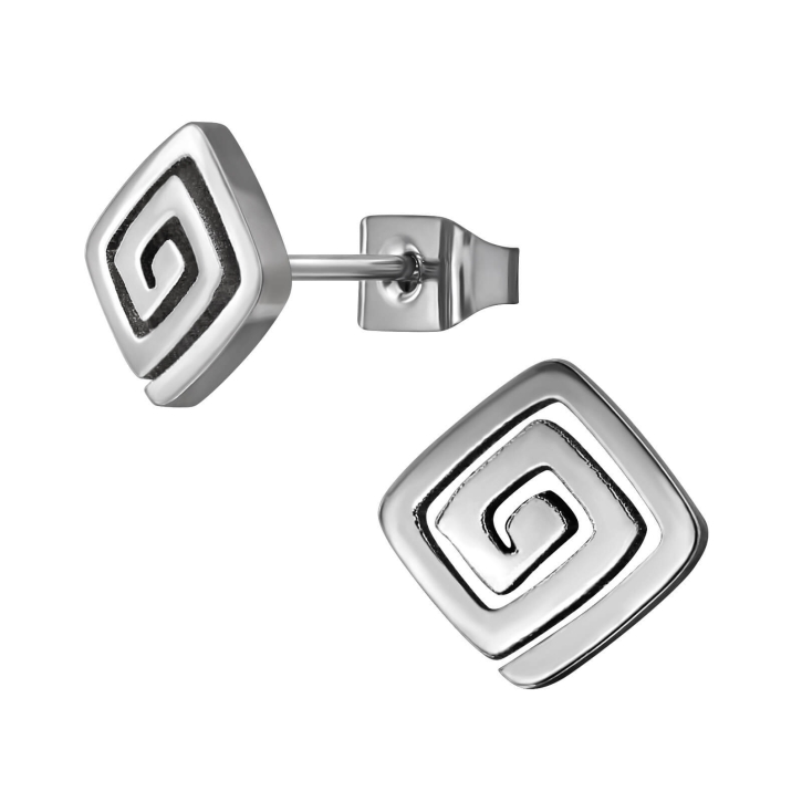 Titan Ohrringe Ohrstecker mit quadratischer Spirale 7mm