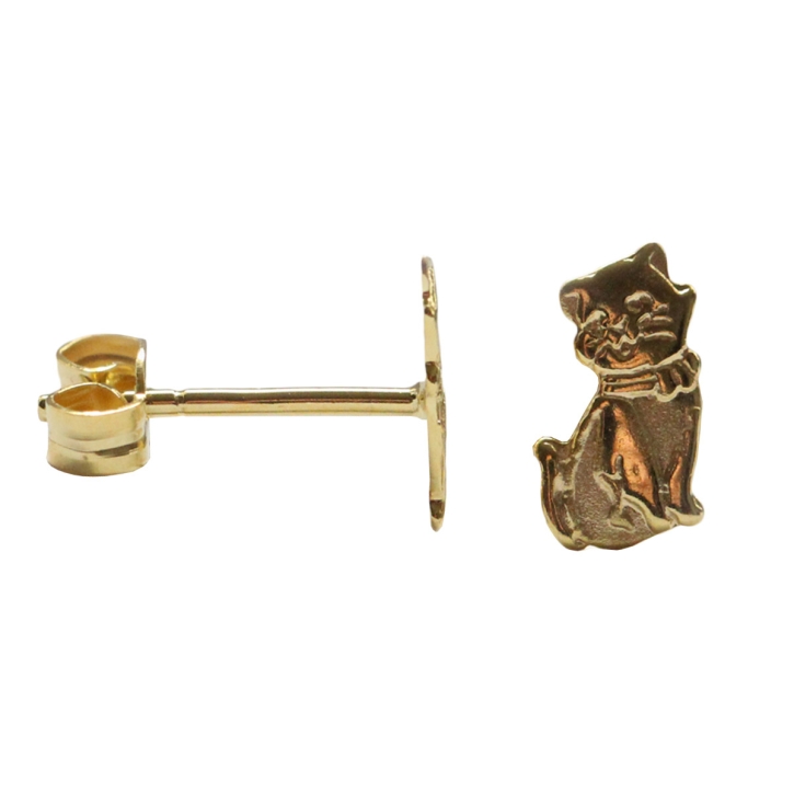 Ohrstecker Katzen in 333 Gold 8kt, teil-mattiert