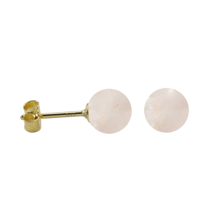 Ohrstecker 585 Gelbgold mit echtem Rosenquarz 6 mm