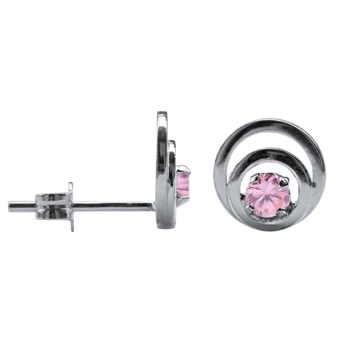 925 Sterling Silber Ohrstecker Kreise mit Zirkonia in pink