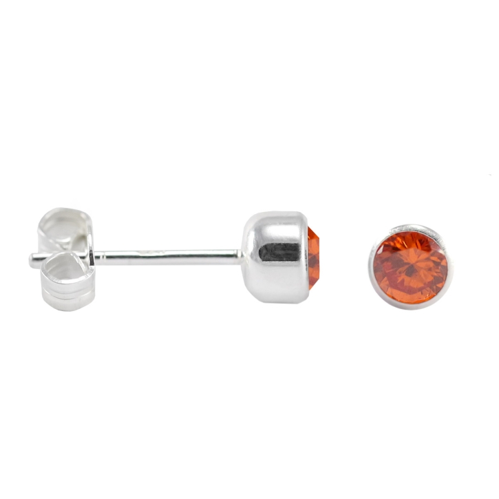 Ohrstecker 925 Sterling Silber mit runden Zirkonia in orange