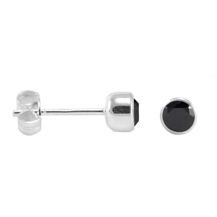 Ohrstecker 925 Sterling Silber mit runden Zirkonia in schwarz