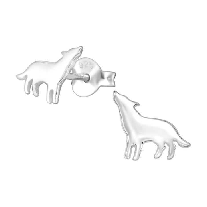 Ohrstecker 925 Sterling Silber mit heulendem Wolf