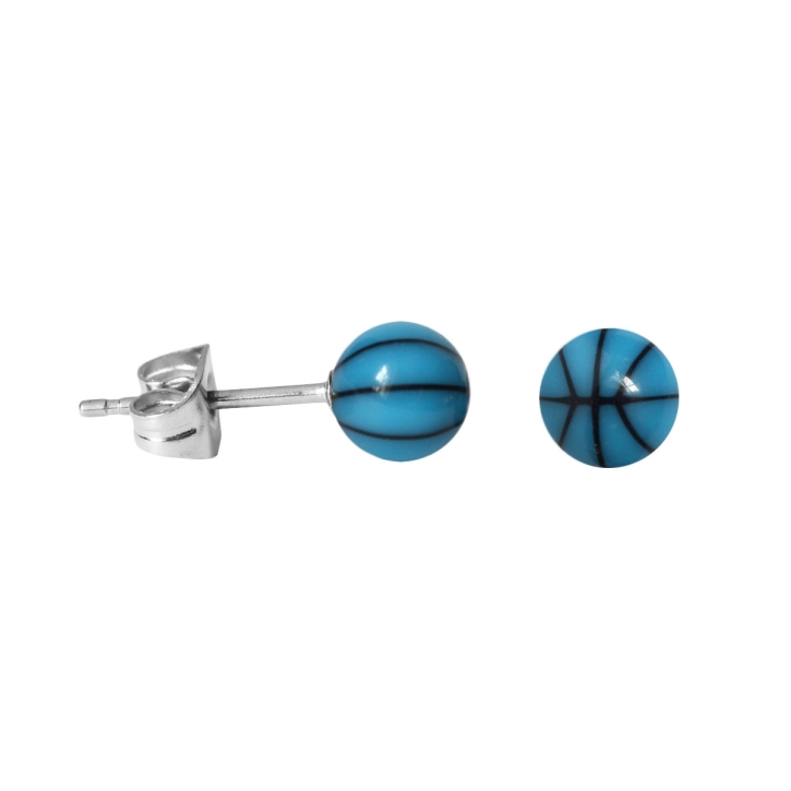 Chirurgenstahl Ohrstecker Basketball in blau 6 mm