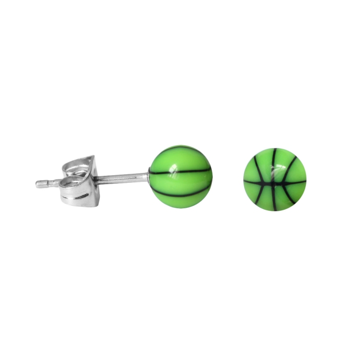 Chirurgenstahl Ohrstecker Basketball in grün 6 mm