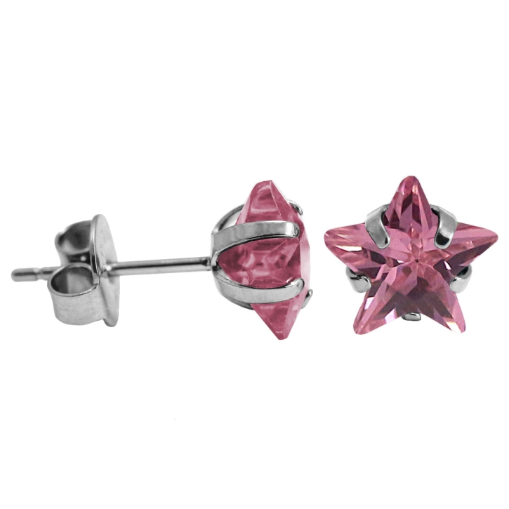 Ohrstecker Chirurgenstahl mit Stern in pink 4mm