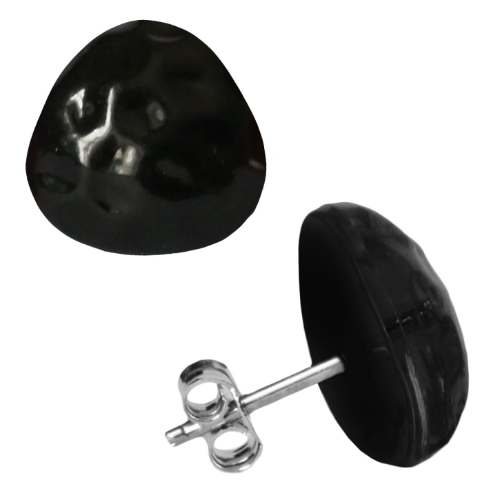 Modeschmuck Ohrstecker Kunststoff-Dreieck gehämmert in schwarz