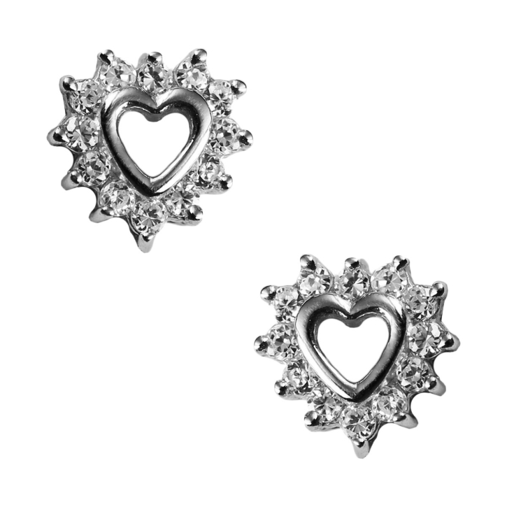 Ohrstecker Herz mit Zirkonias in 925 Sterling Silber