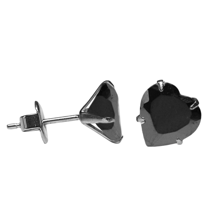 Ohrstecker mit Herz in schwarz 6mm