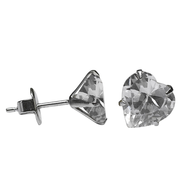 Ohrstecker mit Herz in transparent 4mm