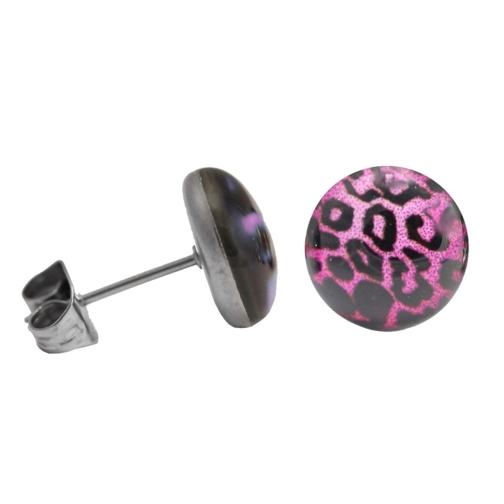 Chirurgenstahl Chirurgenstahl Ohrstecker mit Leopardenmuster in pink 8 mm