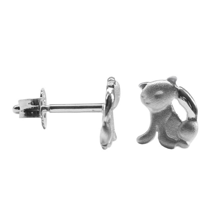 Ohrstecker Katze in 925 Silber Silber mattiert