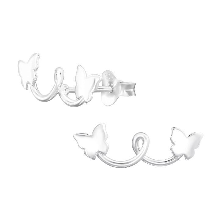 Ear Climber Ohrringe Ohrstecker 925 Sterling Silber mit Schmetterlingen