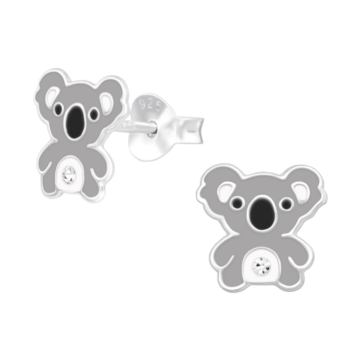 Ohrringe Ohrstecker 925 Sterling Silber Koala mit Kristall