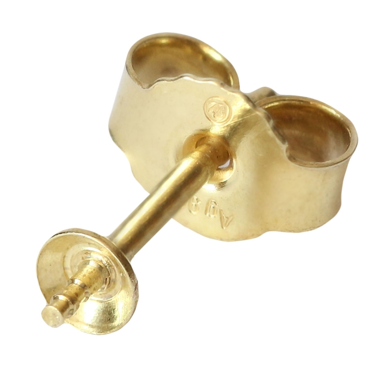 Ohrstecker Rohling 925 Sterling Silber vergoldet mit Schale für Perlen 4mm