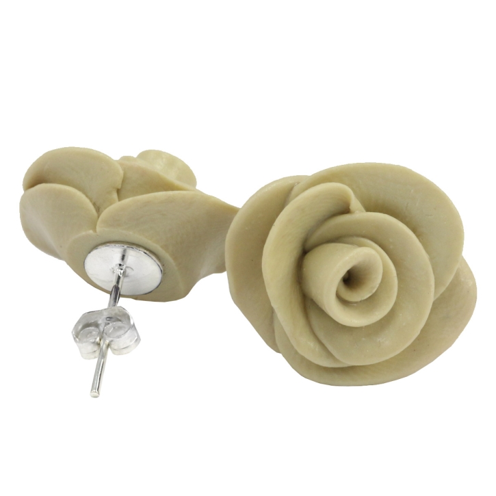 Ohrstecker Rose in grün - Unikat - handgearbeitet
