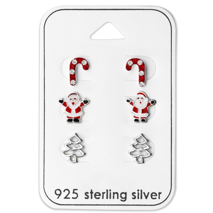 Ohrstecker Set 925 Sterling Silber Weihnachtsmotive
